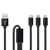 Olixar 3-i-1 USB-C, blixt och Micro USB flätad hård kabel