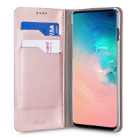 Olixar Leather-Style Galaxy S10 Wallet Stand Case - Rose Gold