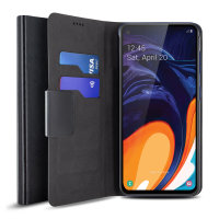 Olixar Leather-Style Samsung Galaxy A60 Wallet Stand Case - Black