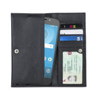 Olixar Primo Motorola E5 Cruise Genuine Leather Wallet Case - Black