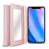 Olixar Leather-Style iPhone 11 Pro Mirror Stand Case - Rose Gold