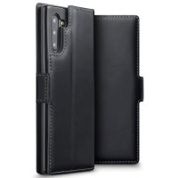 Olixar Slim Genuine Leather Samsung Galaxy Note 10 Wallet Case - Black