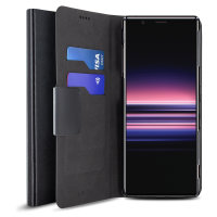 Olixar Leather Style Sony Xperia 5 Wallet Stand Case Black Sony Xperia XZ3 Style Stand deksel (sort) Deksler og etui