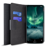 Olixar Leather-Style Nokia 7.2 Wallet Stand Case - Black