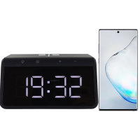 Ksix Note 10 Plus Alarm Clock w Qi Fast Charge Wireless Charger-Black