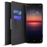 Olixar Leather-Style Sony Xperia 1 II Wallet Stand Case - Black