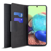 Olixar Leather-Style Samsung Galaxy A71 5G Wallet Stand Case - Black