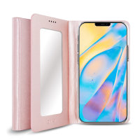 Olixar Leather-Style iPhone 12 mini Mirror Stand Case - Rose Gold