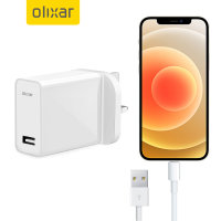 Olixar iPhone 12 5W USB-A Mains Charger & 1m Lightning Cable - White