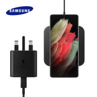 Official Samsung Black Wireless Charger Pad 2 & UK Plug - For Samsung Galaxy S21 Ultra