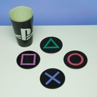 Paladone PlayStation Slip-Resistant Metal Drink Coasters - 4 Pack