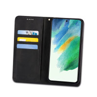 Olixar Genuine Leather Wallet Black Case - For Samsung Galaxy S21 FE