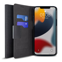 Olixar Leather-Style Wallet Stand Black Case - For iPhone 13