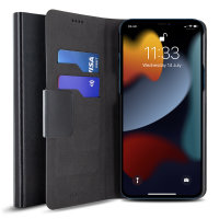 Olixar Leather-Style Wallet Stand Black Case - For iPhone 13 Pro Max