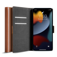 Olixar Genuine Leather Wallet Brown Case - For iPhone 13 Pro
