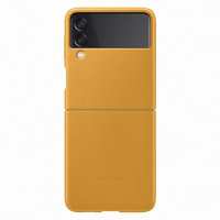 Official Samsung Galaxy Z Flip 3 Genuine Leather Cover Case - Mustard