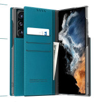 Araree Mustang Diary Wallet Ash Blue Case - For Samsung Galaxy S22 Ultra