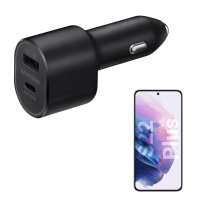 Official Samsung 45W PD Dual Fast Black Car Charger - For Samsung Galaxy S22 Plus