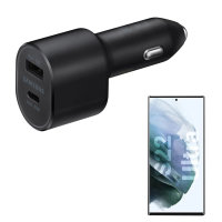 Official Samsung 45W PD Dual Fast Black Car Charger - For Samsung Galaxy S22 Ultra