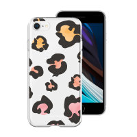 LoveCases Clear Gel Case With Colourful Leopard Pattern - For iPhone SE 2022