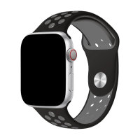 Olixar Black and Dark Grey Double Silicone Sports Strap (Size L) - For Apple Watch Series SE 44mm