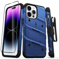 Zizo Bolt Protective Blue Case with Kickstand and Screen Protector - For iPhone 14 Pro Max