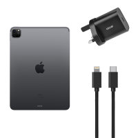 Olixar Black 20W Fast Mains Charger & USB to Lightning 1.5m Cable - For iPad Pro 11" 2020