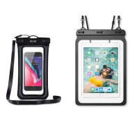 Olixar Universal 2 Pack Black Waterproof Pouches - For Phones and Tablets up to 12.9