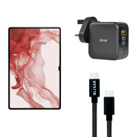 Olixar Super Fast 65W GaN USB A and USB-C Wall Charger With Super Fast Braided USB-C to C Cable - For Samsung Galaxy Tab S9