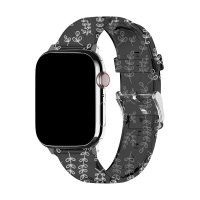 LoveCases White Botanical Black Gel Strap - For Apple Watch Series 9 45mm
