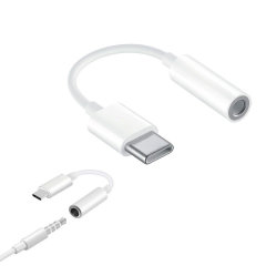 Official Huawei White USB-C to 3.5mm Audio Headphone Adapter - For Huawei P40 Pro Plus