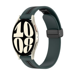 Olixar D-Buckle Dark Green & Black Adjustable Silicone Watch Strap - For Samsung Galaxy Watch FE (40mm)