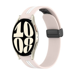 Olixar D-Buckle Pink & White Adjustable Silicone Watch Strap - For Samsung Galaxy Watch FE (40mm)