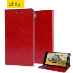 Olixar Leather-Style Sony Xperia C4 Lommebok Deksel - Rød