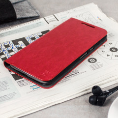 Olixar Leather-Style Moto G4 Plus Lommebok Deksel - Rød