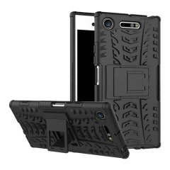 Protect your Sony Xperia XZ1 from bumps and scrapes with this black ArmourDillo case. Comprised of an inner TPU case and an outer impact-resistant exoskeleton, with a built-in viewing stand.