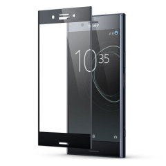 This ultra-thin tempered glass full cover screen protector for the Sony Xperia XZ1 Compact from Olixar with black front offers toughness, high visibility and sensitivity all in one package.