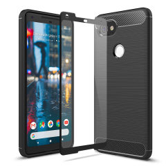 Flexible rugged casing with a premium matte finish non-slip carbon fibre and brushed metal design, the Olixar Sentinel case in black keeps your Google Pixel 2 XL protected from 360 degrees with the added bonus of a tempered glass screen protector.