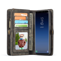 Luxury Samsung Galaxy S9 Leather-Style 3-in-1 Wallet Case - Black