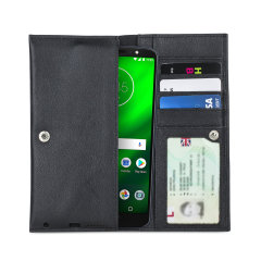Olixar Primo Leather Motorola Moto G6 Plus Plånboksfodral - Svart