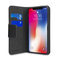 Olixar Leather-Style iPhone XR Wallet Stand Case - Black