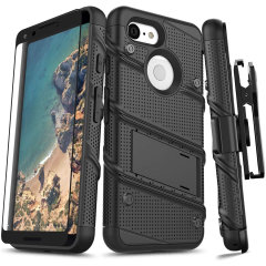 Equip your Google Pixel 3 with military grade protection and superb functionality with the ultra-rugged Bolt case in black from Zizo. Coming complete with a tempered glass screen protector, handy belt clip and integrated kickstand.