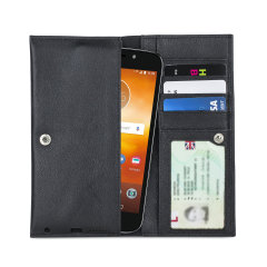Olixar Primo Motorola Moto E5 Play Genuine Leather Wallet Case - Black