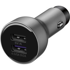 A genuine Huawei fast charging dual USB car charger in silver. Incredibly stylish and fast, this charger is a must-have, thanks to its sleek design and super fast charging rates. Includes an Official Huawei USB-C Cable.