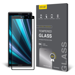This ultra-thin tempered glass full cover screen protector for the Sony Xperia 10 from Olixar with black front offers toughness, high visibility and sensitivity all in one package.