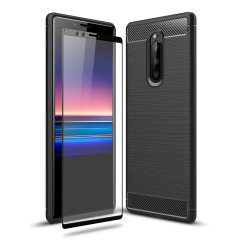 Flexible rugged casing with a premium matte finish non-slip carbon fibre and brushed metal design, the Olixar Sentinel case in black keeps your Sony Xperia 1 protected from 360 degrees with the added bonus of a tempered glass screen protector.