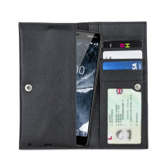 Olixar Primo Genuine Leather Nokia 5.1 Pouch Wallet Case - Black