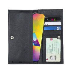 Olixar Primo Genuine Leather Samsung Galaxy M20 Wallet Case - Black