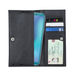 Olixar Primo Genuine Leather Samsung Galaxy A6s Wallet Case Black