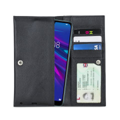 Olixar Primo Genuine Leather Huawei Y6 Pro 2019 Wallet Case Black
